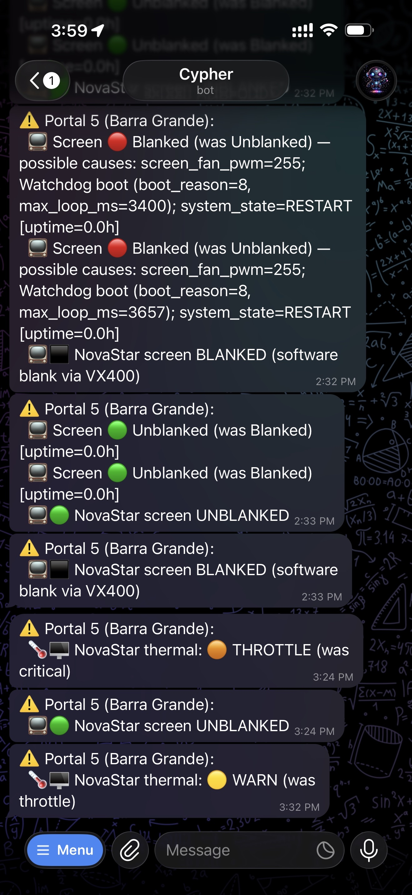 Telegram alerts from Portal 5